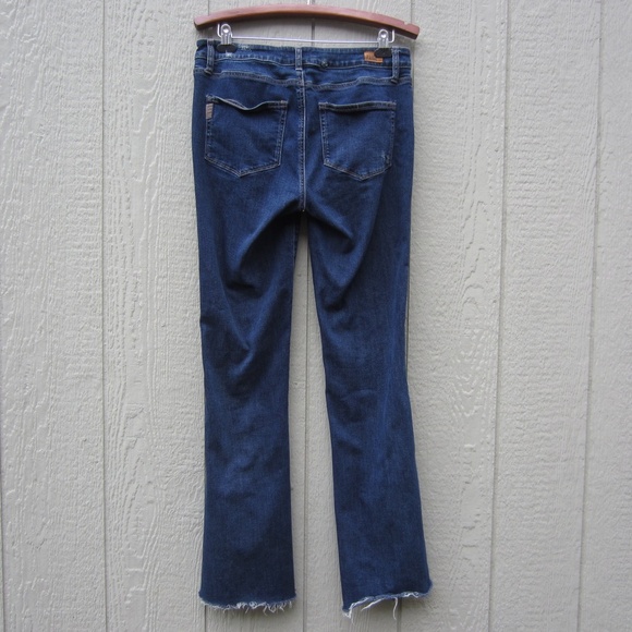 PAIGE Jeans Womens 32 High Rise Lou Lou Flare Twisted Seam Raw HemDistressed Y2K - Picture 3 of 15
